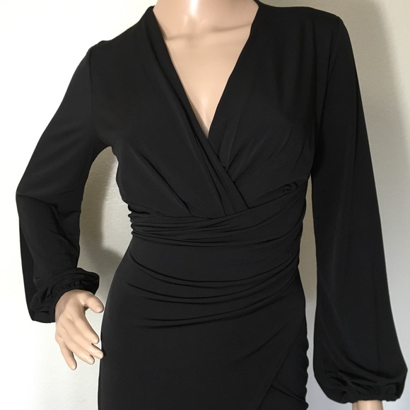 Classic Black Wrap Midi Dress - Picture 6 of 11